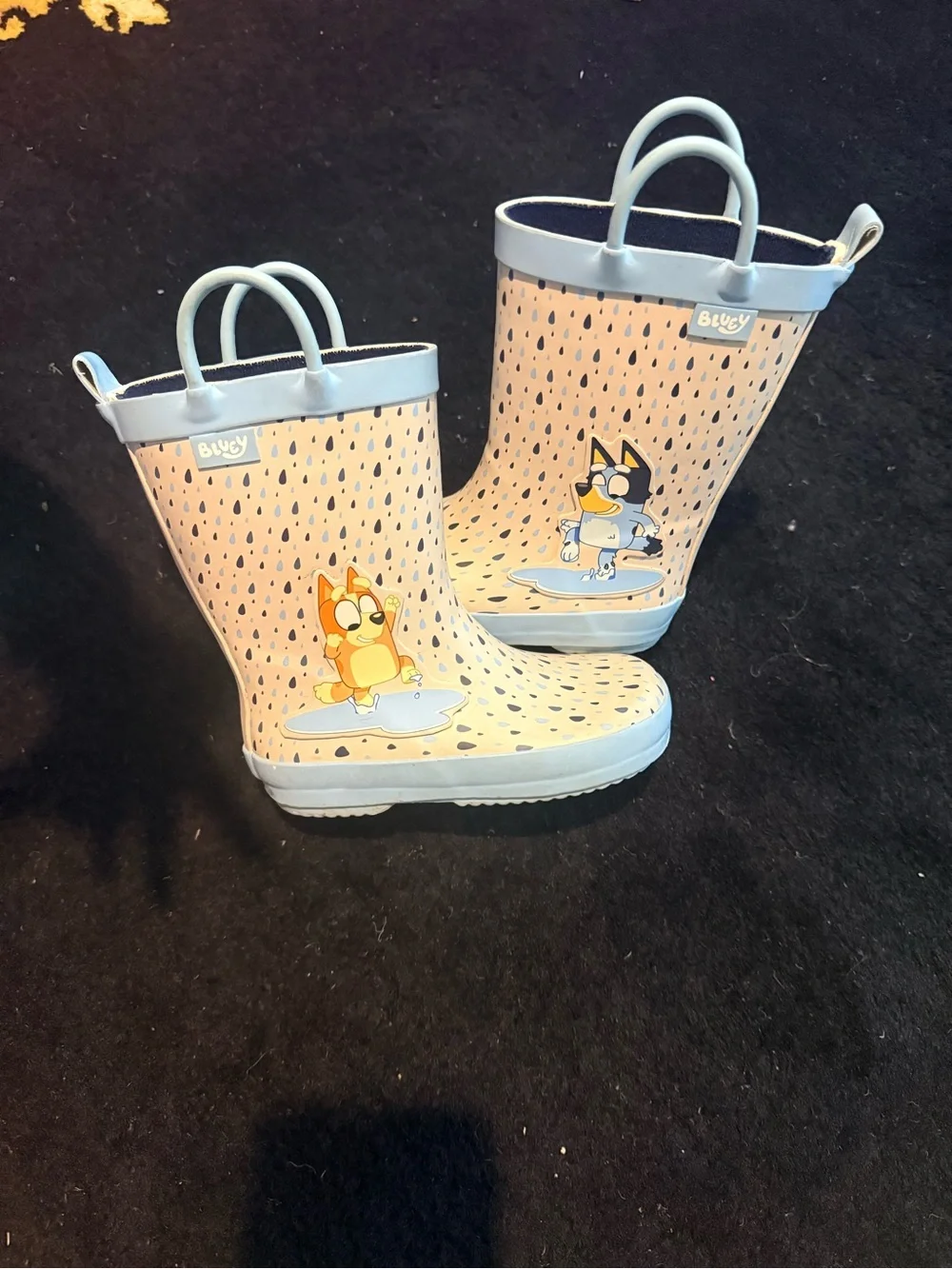 Bluey Kids Rain Boots with Cartoon Puppies - Light Blue & Peach